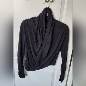 Ivviva Draped Open Front Long Sleeve Cardigan - Black